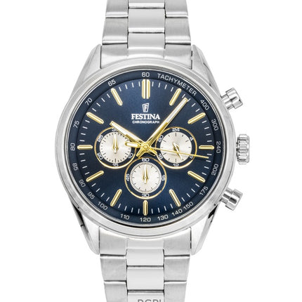 Reloj Festina Timeless Chronograph de acero inoxidable con esfera azul de cuarzo F16820-C para hombre