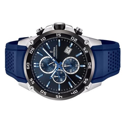 Festina The Originals Reloj cronógrafo de cuarzo con correa de caucho y esfera azul F20330-A 100M para hombre