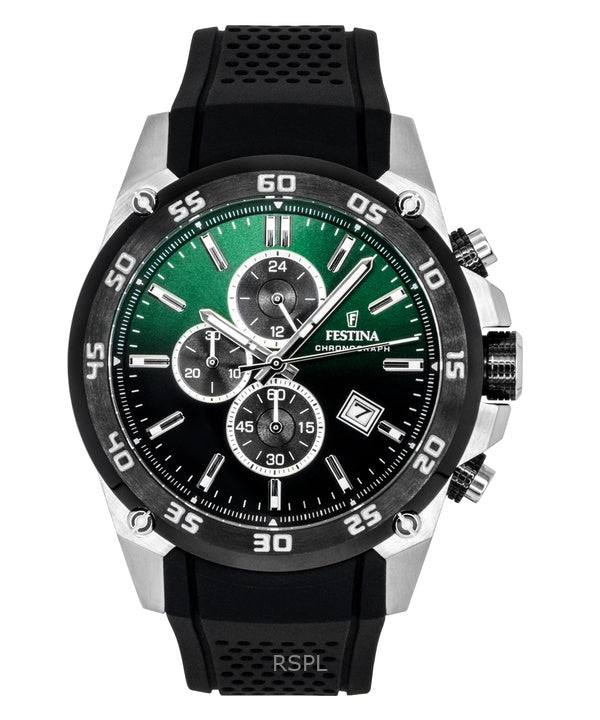 Festina The Originals Cronógrafo Correa de caucho Esfera verde Cuarzo F20330-B 100M Reloj para hombre