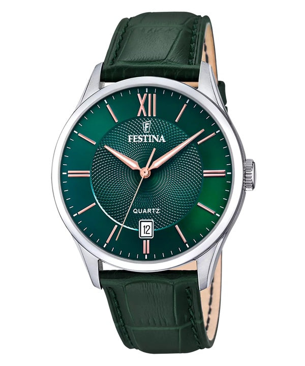Reloj Festina Classics de cuarzo con correa de piel y esfera verde F20426-7 para hombre