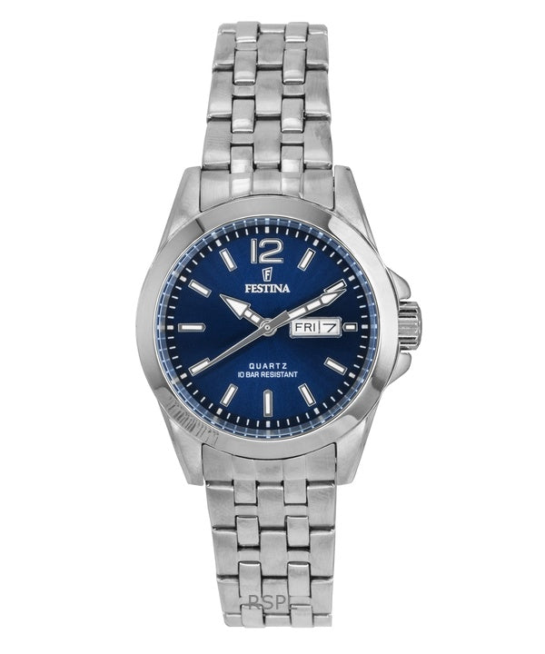 Reloj Festina Classic de acero inoxidable con esfera azul de cuarzo F20455-3 100M para mujer
