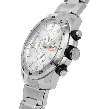 Reloj Festina Chrono Sport de acero inoxidable con esfera plateada y cuarzo F20463-1 100M para hombre