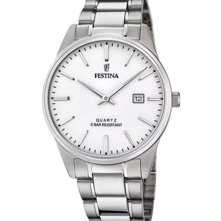 Reloj Festina Classic de acero inoxidable con esfera blanca y cuarzo F20511-2 para hombre