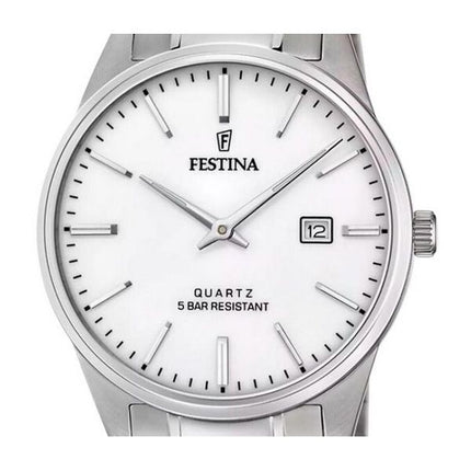 Reloj Festina Classic de acero inoxidable con esfera blanca y cuarzo F20511-2 para hombre