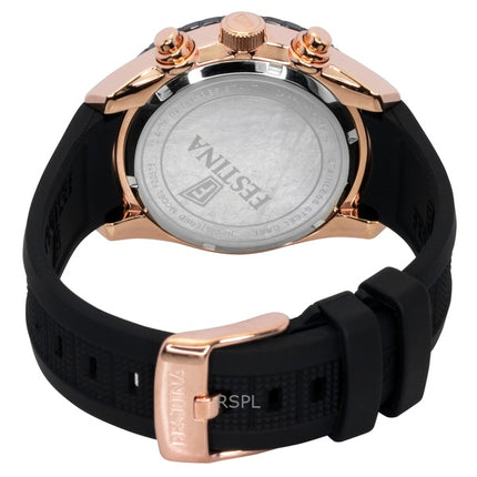 Reloj Festina F20516-2 para hombre, cronógrafo de cerámica, correa de caucho, esfera negra, cuarzo, 100 m
