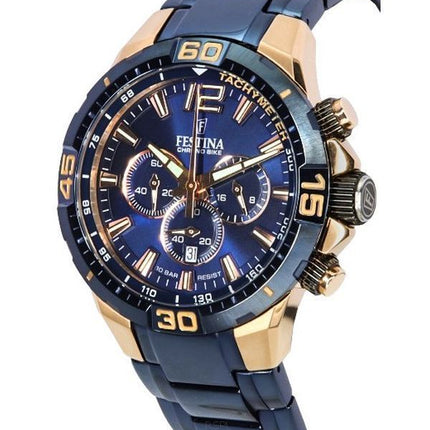 Festina Chronograph Bike Special Edition Blue Dial Cuarzo F20524-1 F205241 100M Reloj para hombre con set de regalo