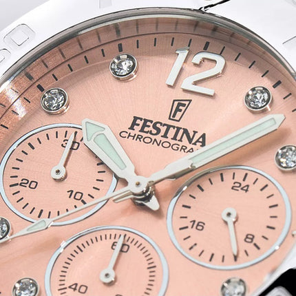 Reloj Festina Boyfriend Cronógrafo con detTodoses de cristal y esfera rosa de cuarzo F20603-7 100M para mujer