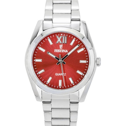 Reloj Festina Alegría de acero inoxidable con esfera roja de cuarzo F20622-B para mujer