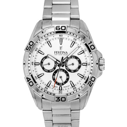 Reloj Festina F20623-1 de cuarzo multifunción con esfera blanca de acero inoxidable para hombre (100 m)
