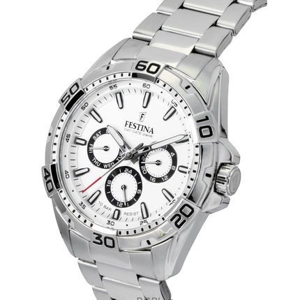 Reloj Festina F20623-1 de cuarzo multifunción con esfera blanca de acero inoxidable para hombre (100 m)