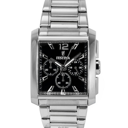 Reloj Festina Cronógrafo de acero inoxidable con esfera negra de cuarzo F20635-4 para hombre