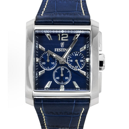 Reloj Festina Cronógrafo de Cuarzo con Correa de Cuero y Esfera Azul F20636-2 para Hombre