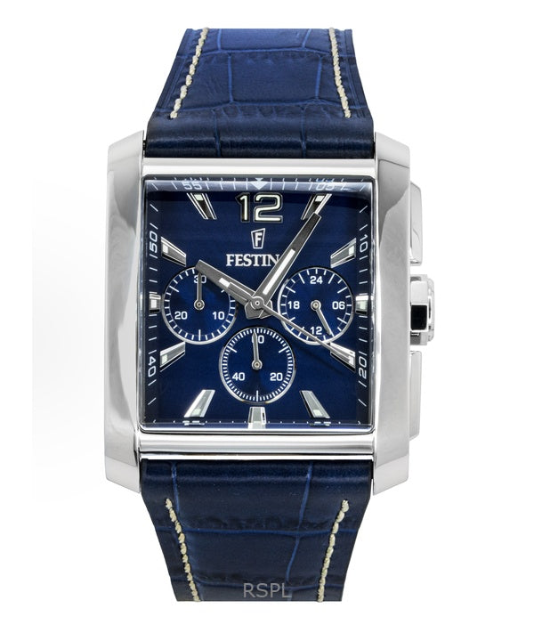 Reloj Festina Cronógrafo de Cuarzo con Correa de Cuero y Esfera Azul F20636-2 para Hombre