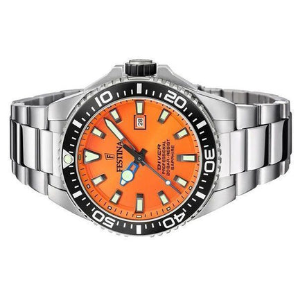 Reloj Festina Diver de acero inoxidable con esfera naranja y cuarzo F20663-4 200M para hombre