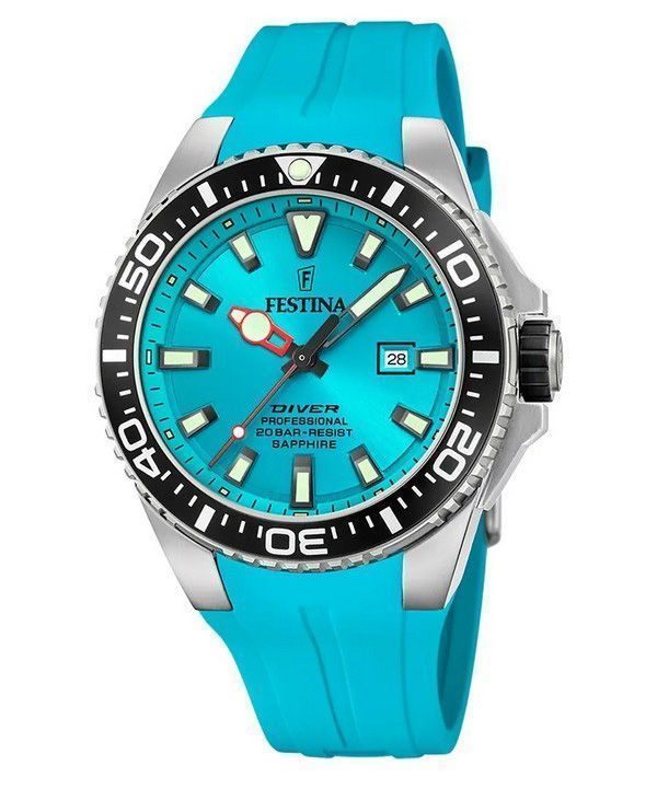 Reloj Festina Diver con correa de caucho y esfera turquesa de cuarzo F20664-5 200M para hombre