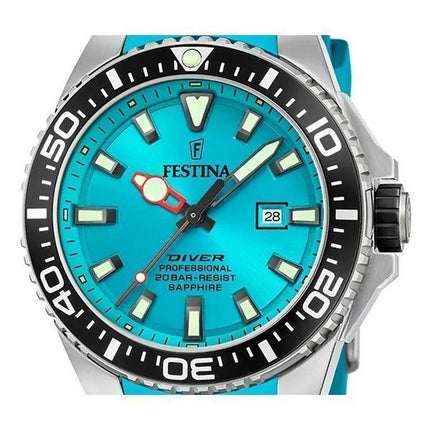 Reloj Festina Diver con correa de caucho y esfera turquesa de cuarzo F20664-5 200M para hombre
