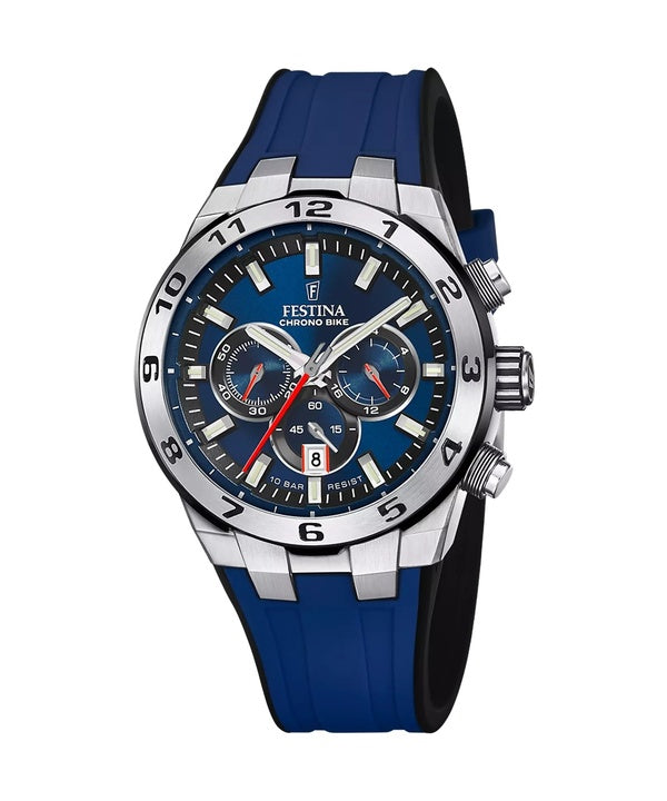 Festina Chrono Bike Reloj de cuarzo con correa de caucho y esfera azul F20671-1 100M para hombre