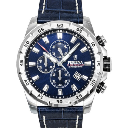 Reloj Festina Timeless Cronógrafo con correa de piel y esfera azul de cuarzo F20692-2 100M para hombre