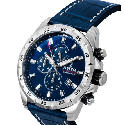Reloj Festina Timeless Cronógrafo con correa de piel y esfera azul de cuarzo F20692-2 100M para hombre