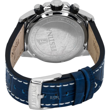 Reloj Festina Timeless Cronógrafo con correa de piel y esfera azul de cuarzo F20692-2 100M para hombre