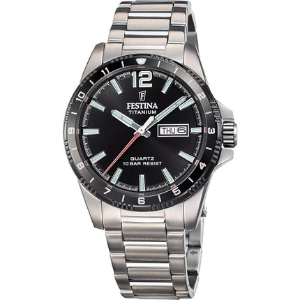 Reloj Festina Titanium de cuarzo con esfera negra F20698-4 100M para hombre