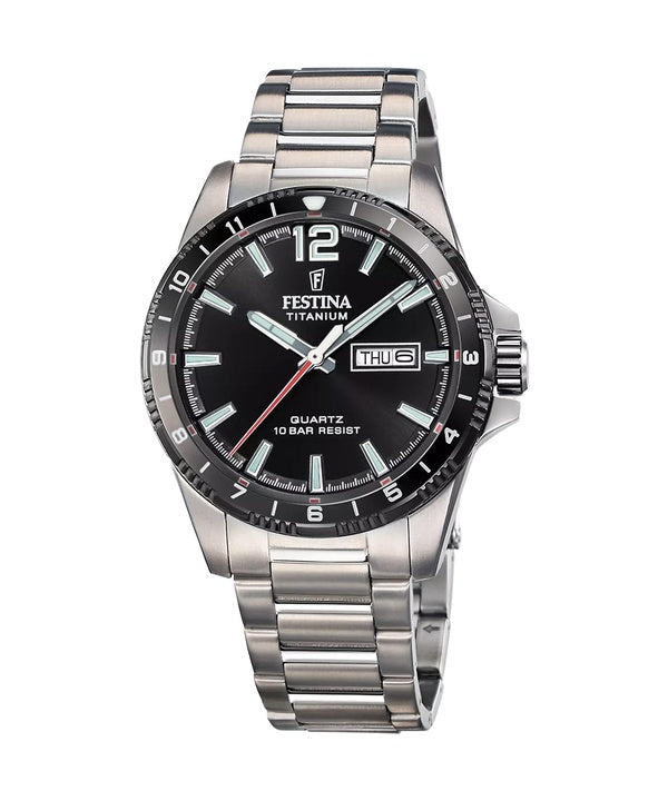 Reloj Festina Titanium de cuarzo con esfera negra F20698-4 100M para hombre