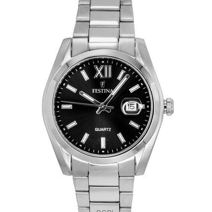 Reloj Festina Classic de acero inoxidable con esfera negra de cuarzo F20707-6 para hombre