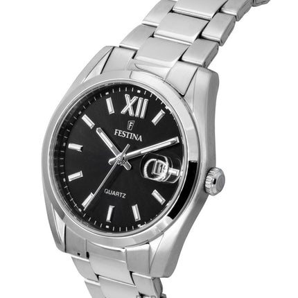 Reloj Festina Classic de acero inoxidable con esfera negra de cuarzo F20707-6 para hombre