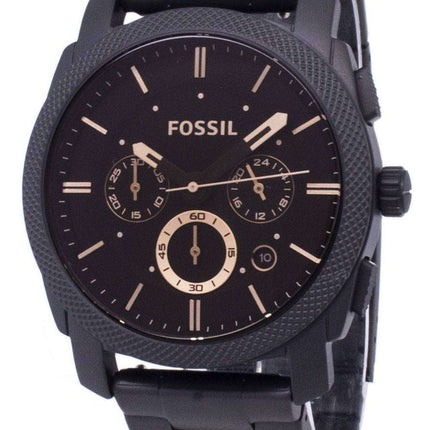 Máquina fósil tamaño mediano Cronógrafo IP negro acero inoxidable FS4682 reloj de hombres