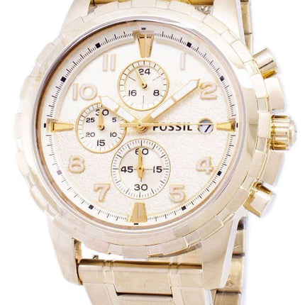 Decano de fósiles Cronógrafo oro tono acero inoxidable FS4867 reloj de hombres