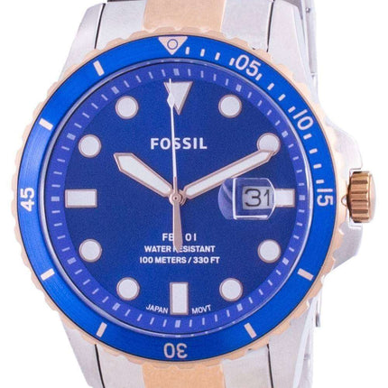 Fossil FB-01 Reloj de cuarzo de acero inoxidable con esfera azul FS5654 100M para hombre