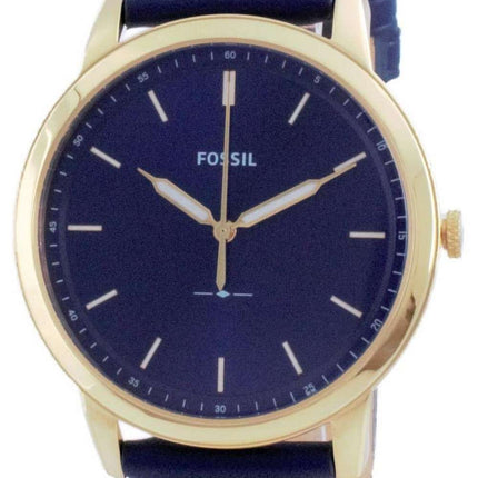 Fossil The Minimalist 3H Reloj para hombre con esfera azul, tono dorado, acero inoxidable, cuarzo