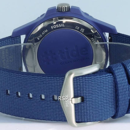 Fossil FB-01 Tide Ocean Material Esfera azul Solar Powered FS5893 100M Watch de Men es