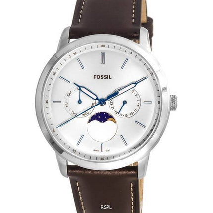 Fossil Neutra Minimalist Fase lunar Esfera plateada Cuarzo FS5905 Watch de Men es