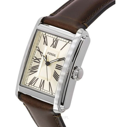 Reloj Fossil Carraway con correa de cuero y esfera color crema de cuarzo FS6012 para hombre