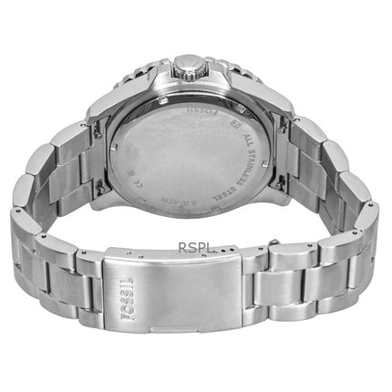 Reloj Fossil Blue GMT de acero inoxidable con esfera negra de cuarzo FS6092 100M para hombre