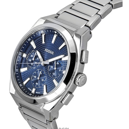 Reloj Fossil Everett Cronógrafo de acero inoxidable con esfera azul de cuarzo FS6104 para hombre