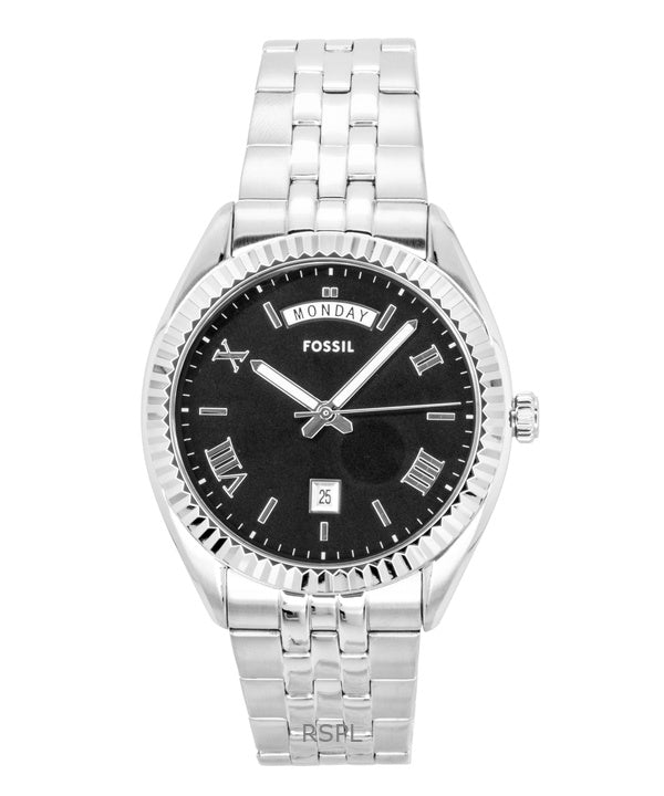 Reloj Fossil Campbell de acero inoxidable con esfera negra de cuarzo FS6139 para hombre