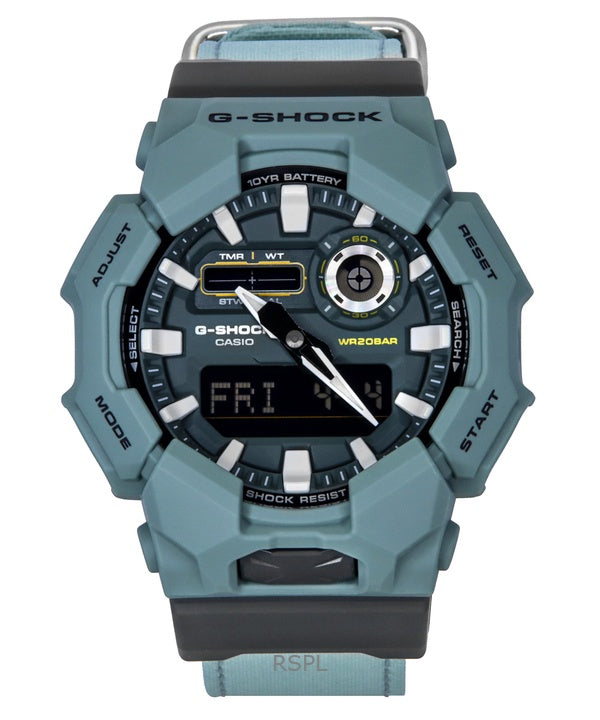 Reloj Casio G-Shock analógico digital con correa de tela y esfera azul de cuarzo GA-010CE-2A 200M para hombre