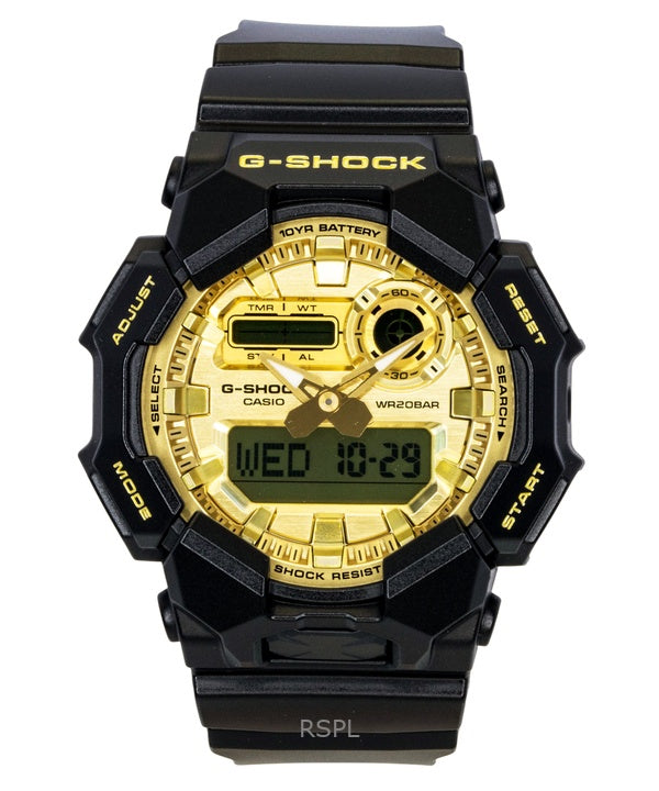 Reloj Casio G-Shock GA-010GGB-1A9 para hombre, con correa de resina de base biológica, analógico-digital, esfera dorada, movimiento de cuarzo y resistencia al agua de 200 m.