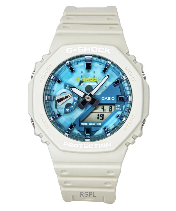 Reloj Casio G-Shock analógico digital con correa de resina de base biológica, esfera azul, cuarzo GA-2100AS-5A, 200 m, para hombre