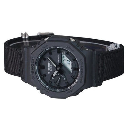 Reloj Casio G-Shock analógico digital con correa de tela ecológica y esfera negra de cuarzo GA-2100BCE-1A 200M para hombre
