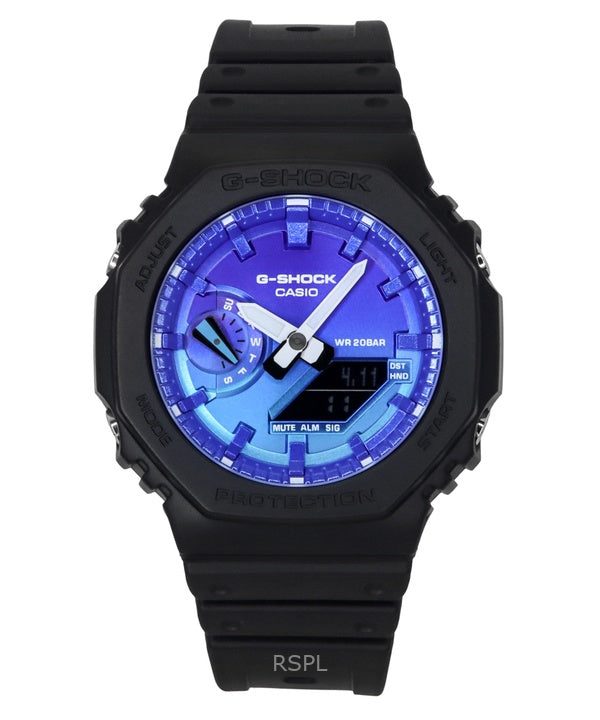 Reloj Casio G-Shock analógico digital con correa de resina de base biológica, esfera azul, cuarzo GA-2100FL-1A, 200 m, para hombre