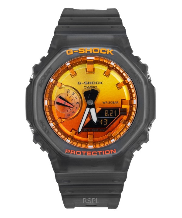 Reloj Casio G-Shock analógico digital con correa de resina y esfera naranja de cuarzo GA-2100FLS-8A4, 200 m, para hombre