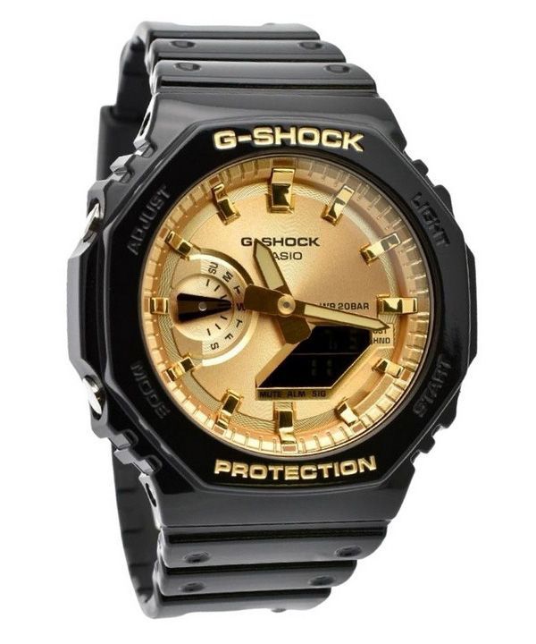 Reloj Casio G-Shock analÃ³gico digital negro y dorado con correa de resina de cuarzo GA-2100GB-1A 200M para hombre