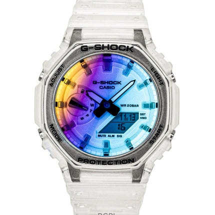 Reloj Casio G-Shock analógico digital con correa de resina transparente y esfera multicolor de cuarzo GA-2100SRS-7A 200M para hombre