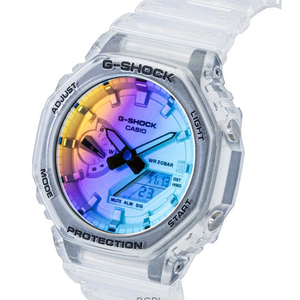 Reloj Casio G-Shock analógico digital con correa de resina transparente y esfera multicolor de cuarzo GA-2100SRS-7A 200M para hombre