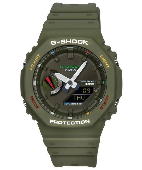 Reloj para hombre Casio G-Shock analógico digital Smartphone Link Bluetooth esfera verde Solar GA-B2100FC-3A 200M