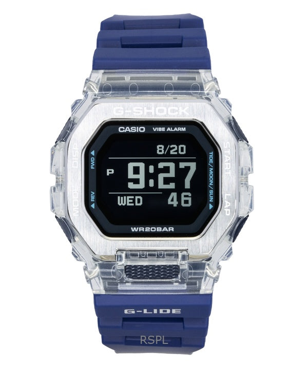 Reloj unisex Casio G-Shock G-Lide Digital Smartphone Link con correa de resina azul de cuarzo GBX-100S-2 200M