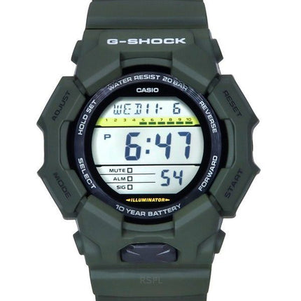 Reloj Casio G-Shock Digital de cuarzo con esfera negra y correa de resina verde de base biológica GD-010-3 200M para hombre